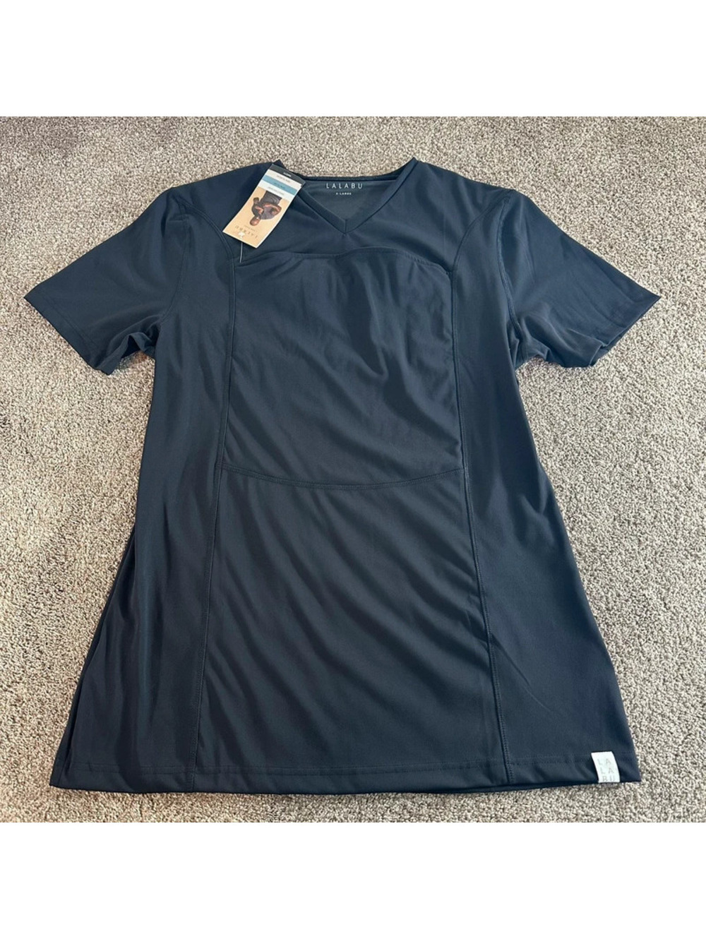 New Lalabu Dad Shirt Black Babywearing Kangaroo Pocket Tee Men’s Size XL